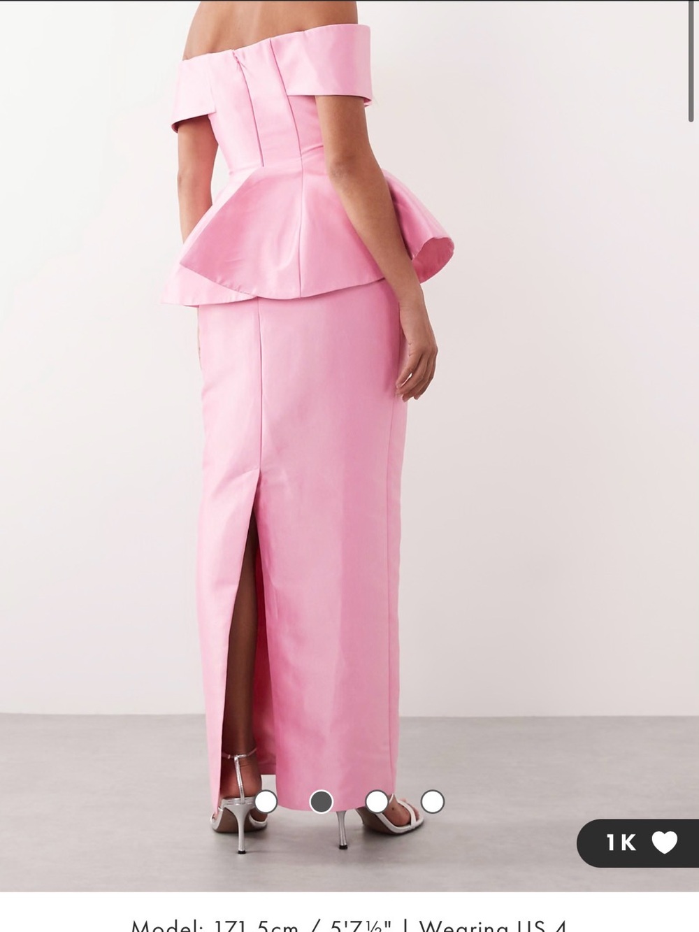 ASOS Pink Off-Shoulder Peplum Maxi Dress